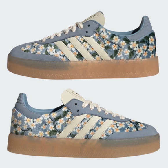 adidas Shoes - Adidas limited edition blue floral Sambae sneakers made with Liberty fabric NWT